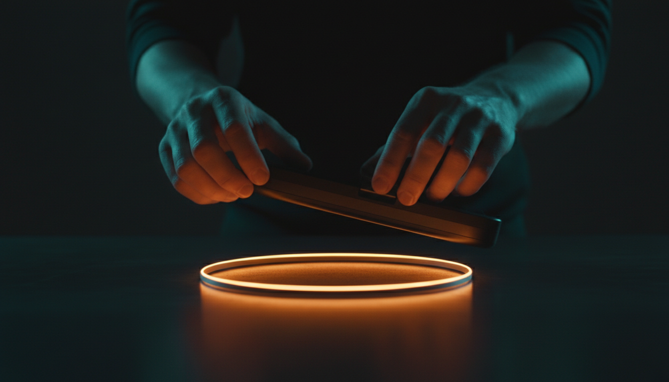 A closed loop, drawn as a single ring of amber light